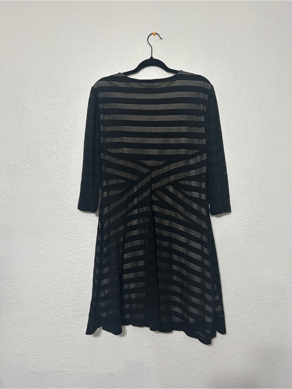 Cato Black Striped Fit & Flare Long Sleeve Dress - Picture 3 of 4